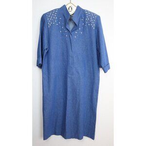 PETITES BY WILLI - WOMEN S DENIM DRESS W/ GOLD STUDS - SIZE 12P
